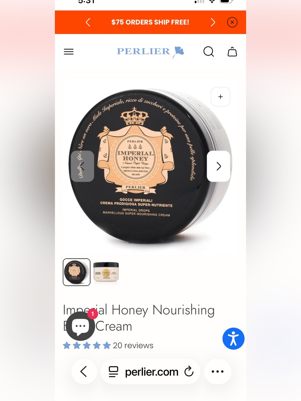 Perlier Imperial Honey Nourishing Body Cream 6.7 OZ
